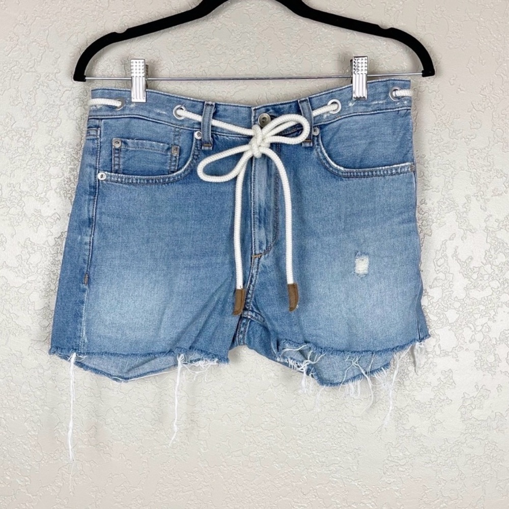 Rag & Bone light wash high rise rope detail shorts